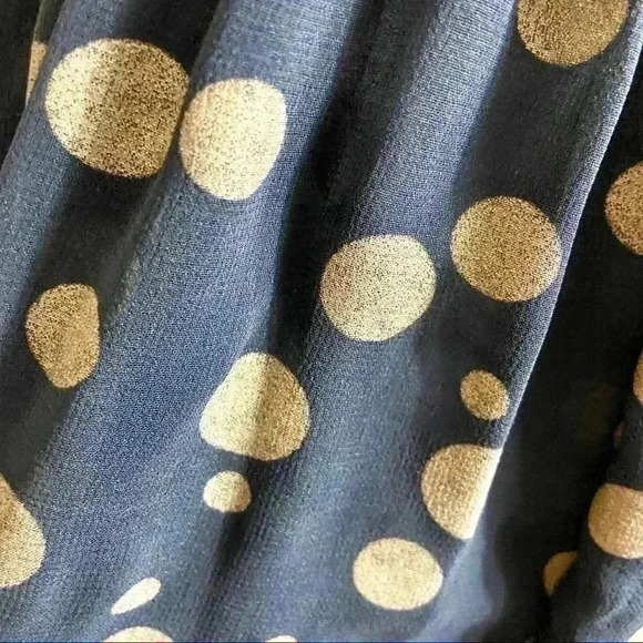 Anthropologie Retro Black Gold Polka Dot Fit & Flare Mini Flower Dress Size S - Picture 11 of 13